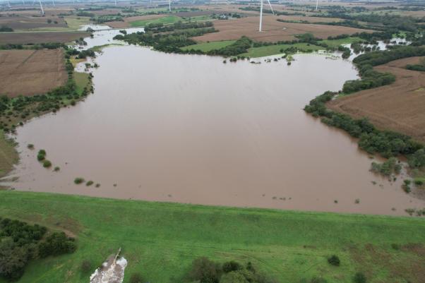 Lower Big Blue NRD's Swan 61 Reservoir holds flood waters.