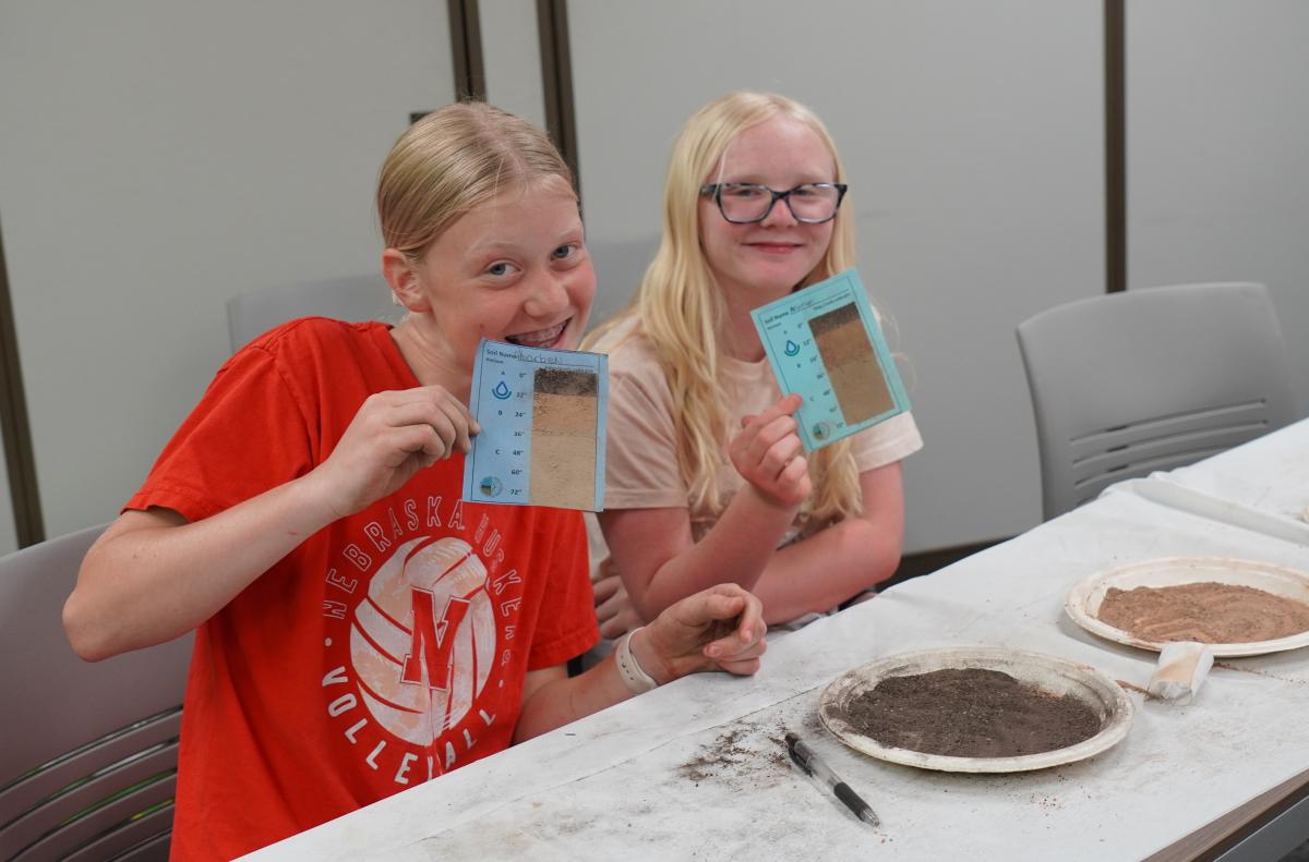 Students create a soil profile.